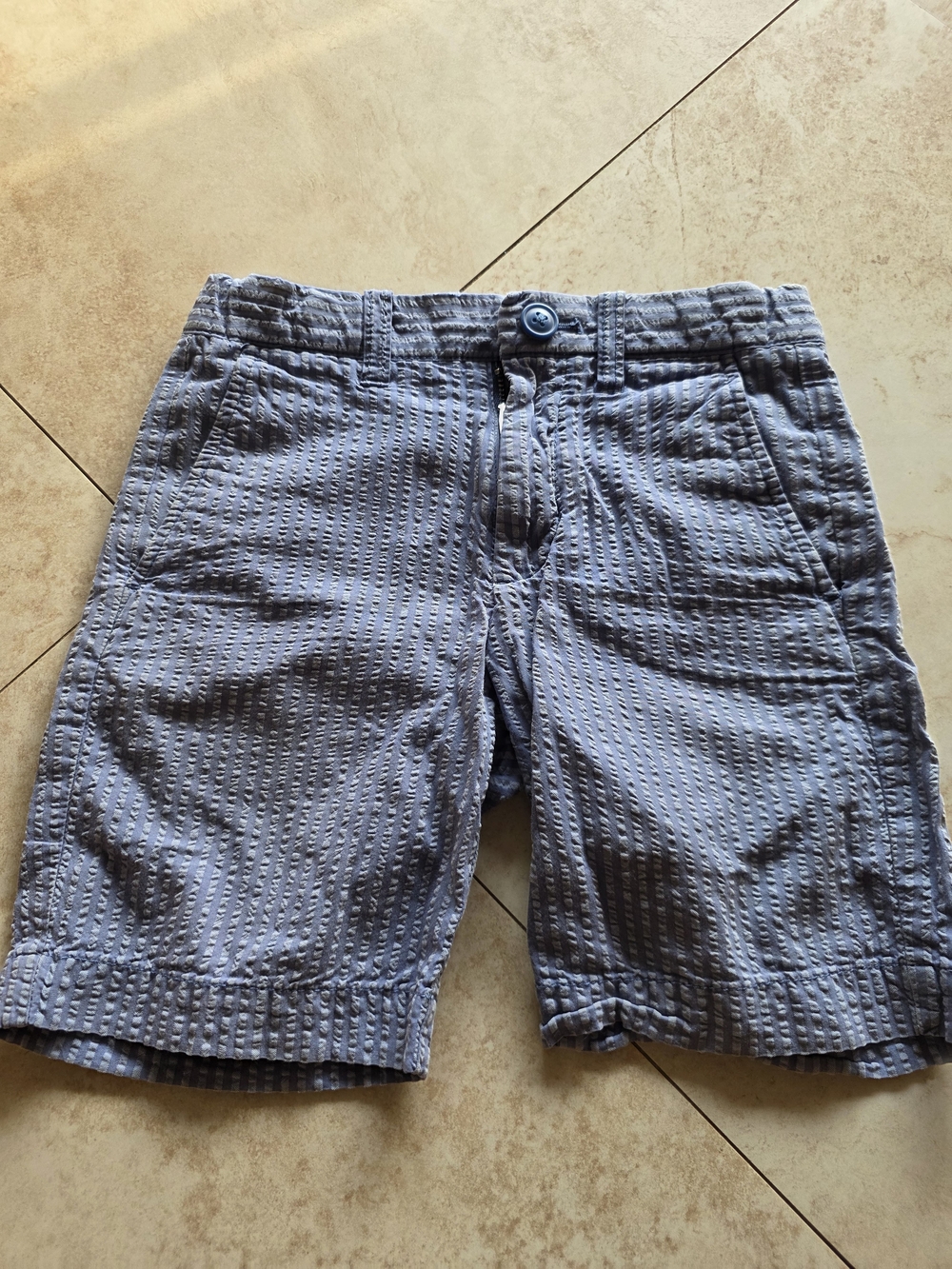 Crewcuts Slate Blue Textured Seersucker Shorts